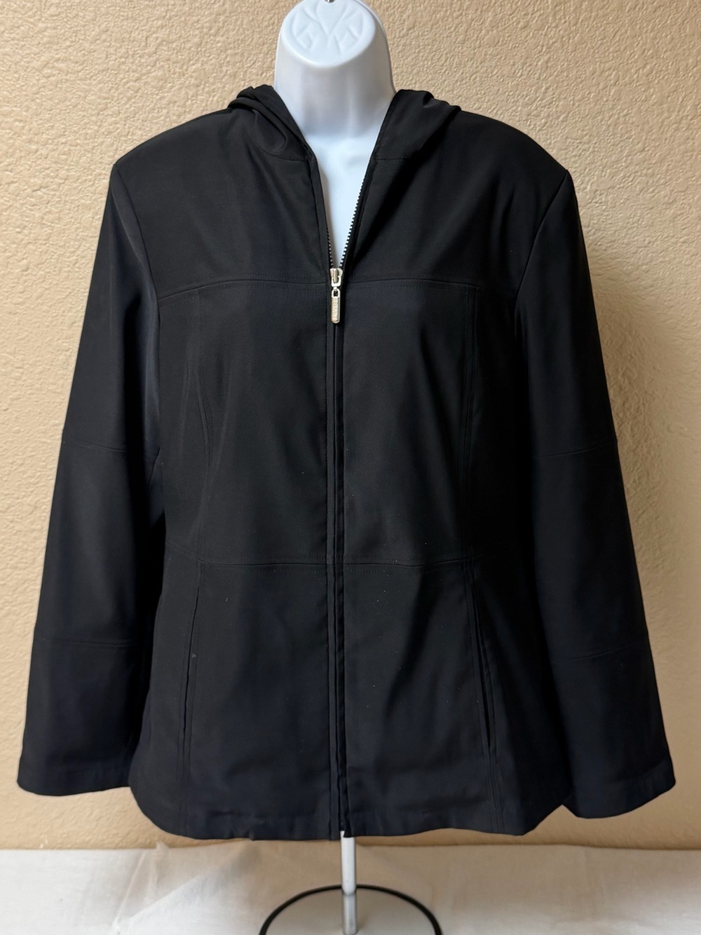Esprit Black Hooded Zip-Up Utility Jacket